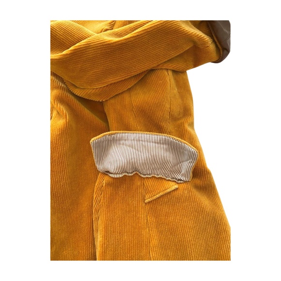 Marc Cain Mustard Corduroy Blazer with Leather Trim – Size N3 / US 8 - Picture 5 of 9